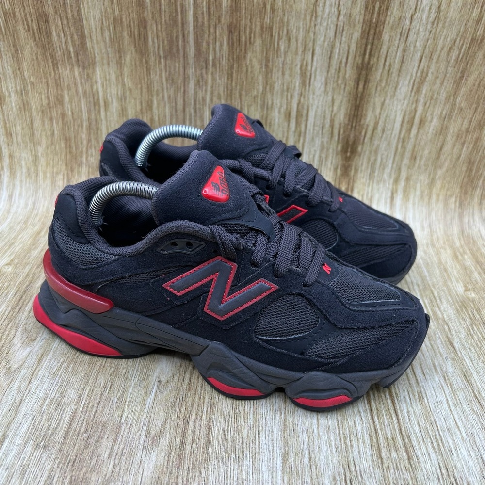 New Balance 9060 Youth Size 4Y Black Red Suede Mesh Sneakers Shoes GC9060JR